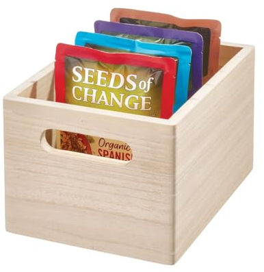 iDesign The Home Edit Series, Papelera mediana con asas, madera, natural