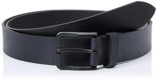 Calvin Klein Jeans Herren Gürtel Classic Flat aus Leder, Schwarz (Black/Black), 110 cm