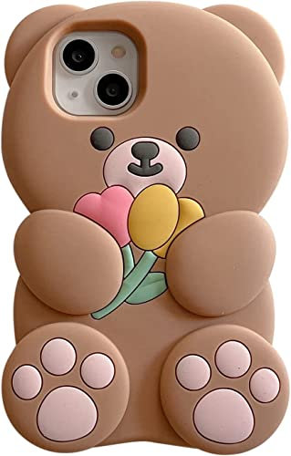 SGVAHY Case for iPhone 7 Plus / 8 Plus - Cute Cartoon Cat Bumper Case - Brown Silicone - Stand for Hands Free Viewing