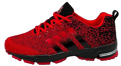 Ablovo® Herren Damen Sportschuhe Turnschuhe Laufschuhe Sneaker Hallenschuhe (Rot-Schwarz, EU Schuhgrößensystem, Erwachsene, Herren, Numerisch, M, 43)