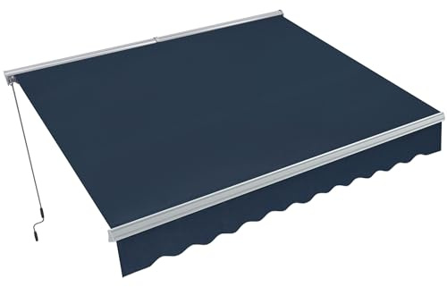 MCombo Patio Awning 10x8 Feet Sunshade Canopy with Half-Cassette for Manual Retractable Awnings, 4679 (Dark Blue)
