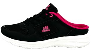 Ablovo® Damen Herren Pantoletten Sandalette Slipper Sabots Sneaker Freizeit (Schwarz-Fuchsia, EU Schuhgrößensystem, Erwachsene, Damen, Numerisch, M, 39)