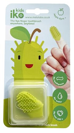 iKo Kinder-Fingerzahnbürste + transparentes Etui, weiche Haptik, keine Zahnpasta oder Wasser erforderlich, 100 % recycelbar, umweltfreundlich, Kinder-/Kinderzahnpflege, Mini-Reise, Mundgesundheit,