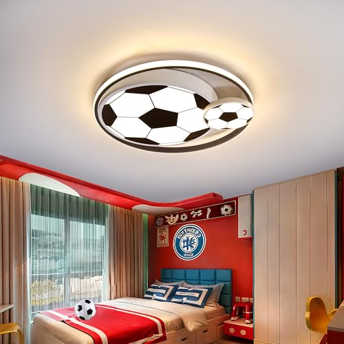 LED Deckenleuchten für Kinder Fußball Deckenlampe Schlafzimmerlampe 3000-6000K Dimmbar Mit Fernbedienung, Nachtlichtfunktion 47W für Kinderzimmerlampe Jugendzimmer Jungen- und Mädchenzimmer 40cm