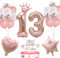 13. Geburtstag Rosegold Luftballon Mädchen - 28 Stücke offizielle Teenager 13. Geburtstagsdeko Nummer 13 Luftballons Herz Stern Folienballon 13. Tortendeko für Mädchen Party Deko