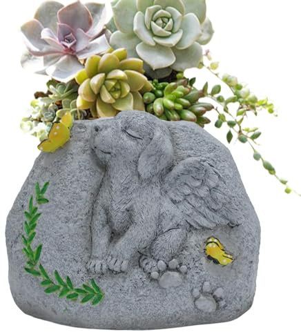 Pot de fleurs en pierre tombale pour animaux | Pot d'intérieur pour chat/chien sculpture sur pierre tombale – Pot de fleurs pour chat/chien, sculpture sur pierre tombale
