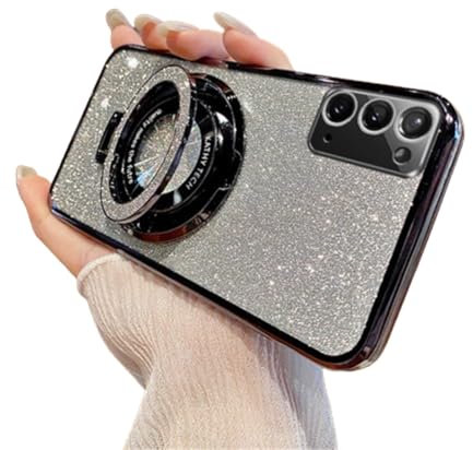 IMEIKONST Glitzer Hülle für Samsung Galaxy Note 20, Galvanisierte Schutzhülle mit Ständer Kameraschutz Silikon Bumper Kratzfest Stoßfest Handyhülle für Samsung Note 20. Schwarz DS1