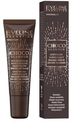 Eveline Cosmetics Choco Glamour Tiefenwirksames Feuchtigkeits-Lippenbalsam-Serum mit Shea Butter & Squalan | Vegane Hydration & Pflege