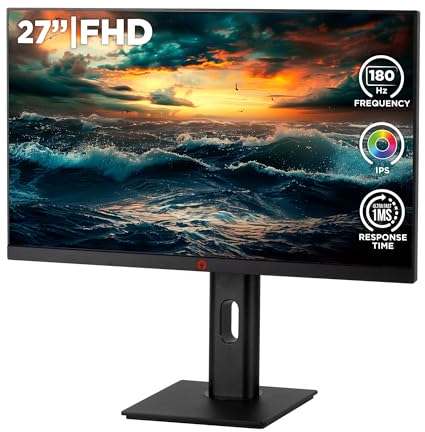 Konix Écran Gaming Zephyr 27 PC, PS4, PS5, Switch, Xbox - Résolution Full HD 1 080 px - 180 Hz - 1 ms - FreeSync - HDMI 2.0 - DisplayPort - Dalle IPS