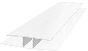 H-Profil Weiß 4mm Polycarbonat - 1000mm für Stegplatten, Glas, Kunststoffplatten, Gewächshaus, UV-beständig und langlebig