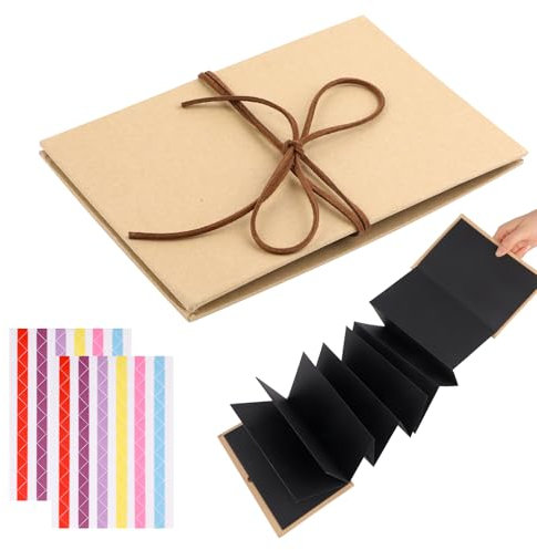 5 Inch Fotoalbum zum Selbstgestalten, 17,5 x 11,5cm Klein Fotobuch zum Einkleben 34 Seiten, DIY Mini Scrapbook Memory Book, Photoalbum für Geburtstagsgeschenk, Hochzeit, Abschluss Geschenk,Schwarz