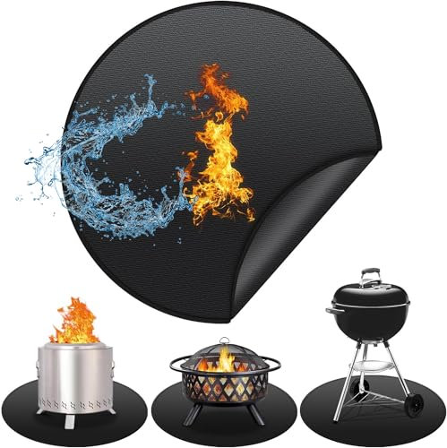 CXAFQ 24 Runde BBQ Grillmatte, Feuerhemmende, wasserdichte, Schützende Bodenmatte Für Barbecues Und Grills, Feuerfeste Feuerschalenmatte, ölbeständige wasserdichte Grillpads Für Den Außenbereich