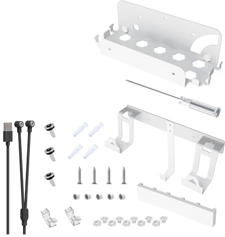 LASIEYO Lot de 5 supports muraux pour console PS5, support mural 2 en 1 pour manette PS5 avec support de rangement amovible en métal pour casque