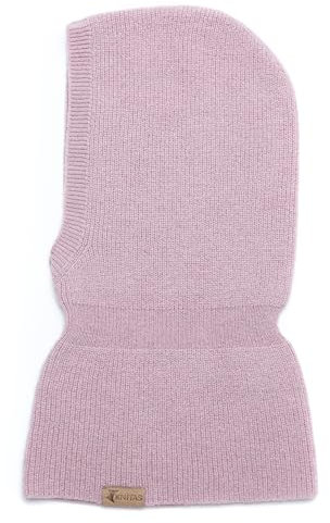 KNITAS Einlagig Gestrickte Kindermütze aus Merino und Kaschmirwolle für Babys, Kleinkinder I Super Weiche Warme Sturmhaube I Kinder Wintermütze in Rosa - Größe (50-54) für 3+ Jahre