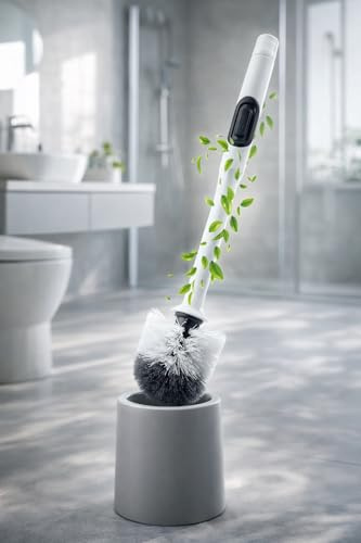 Escobilla de baño con dispensador de detergente integrado, limpieza profunda e higiénica sin contacto, cerdas autolimpiantes, base antigoteo y diseño moderno que ahorra espacio