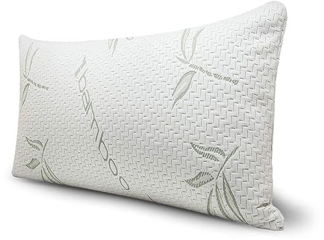 LSC Bamboo Memory Foam Pillow Neck Shoulder Support Hypoallergenic | Antibacterial Removable Cover Side Sleeper Back Sleeper Comfortable Filling Bed Pillow - Pack of 1