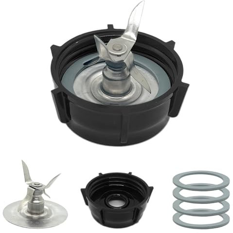 Piezas de repuesto para licuadora Oster, cuchilla trituradora de hielo con tapa de base de tarro y junta de anillo de sellado de cuatro juntas tóricas de goma, compatible con accesorios de licuadoras