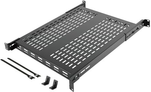 Tecmojo Estante de montaje en rack de servidor ventilado ajustable 1U, 495 mm de profundidad, soporta hasta 240 libras, bandeja universal para equipos AV/red de 19 pulgadas