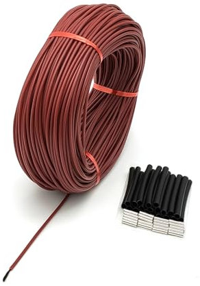 Carbon Fiber Heating Cable, φ3mm 12K 33Ω Silicone Rubber Carbon Fiber Heating Wire Underfloor Heating Cable 200℃ High Temperature (20m)