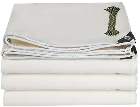 Lona Impermeable Exterior 2 x 3 m Resistente a Los Rayos UV Lona Impermeable Plegable Varios Tamaños con Cuerda de 10M para Leña, Muebles, Jardín, Blanco