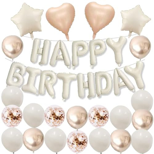 Geburtstagsdeko Creme Happy Birthday Ballons Luftballons Creme Weiß Deko Geburtstag Mädchen Happy Birthday Deko Frauen