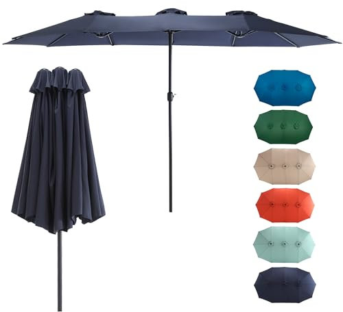 Villeston 4,5 Meter Patio Sonnenschirm, doppelseitiger rechteckiger Outdoor Sonnenschirm, Tischsonnenschirm für Pool, Garten, Hinterhof, Picknick