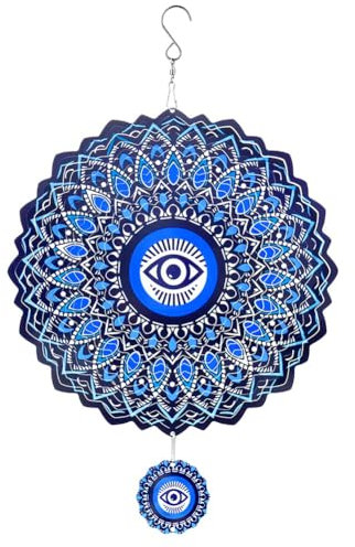 Losueeun Mandala Auge Wind Spinner Metall 3D Rotierende Windspiele Luxuriöse Kunst Garten Hängend Outdoor Dekoration, Langlebig