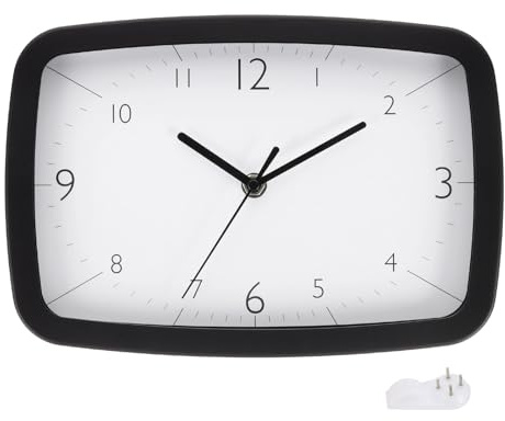 PATIKIL 11 Zoll Rechteckige Wanduhr, Leise Nicht-Tickende Moderne Wanduhren Quartz Batteriebetrieben Dekorativ Für Büro, Schlafzimmer, Wohnzimmer, Bibliothek, Schwarz