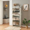 [en.casa] Schuhschrank Lund Schuhkipper mit 4 Klappen verspiegelt Schuhkommode für 16 Paar Schuhe 134 x 60 x 24 cm Weiß
