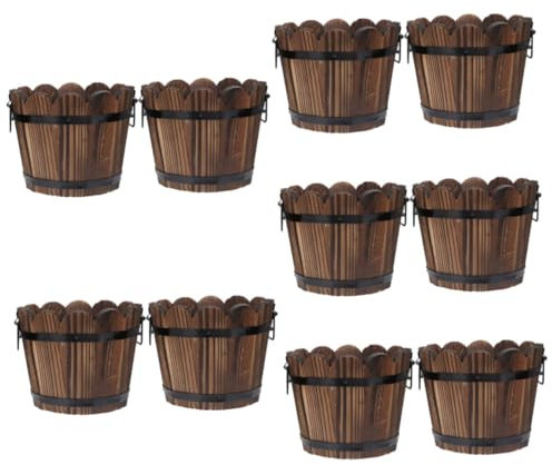 HEMOTON 5 Sätze Blumentopf Aus Massivholz Blumentopf Im Freien Kleiner Topf Blumenbank Anzuchtkasten Töpfe Für Pflanzen Pflanzgefäß Für Den Gartenbau Chinesische Tanne 2 Stücke * 5