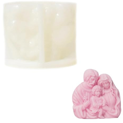 ZAHD Sagrada Familia Molde de Vela Maria Moldes para Velas de la Santa María Familia Virgen aromaterapia moldes de natividad de la santa hacer maria familia José con Jesús Molde de Silicona (Blanco)