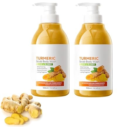 Duschgel with Bio Kurkuma, Natürliches Körperpeeling & Flüssigseife für Hautberuhigung, Tiefenreinigung für Körper und Gesicht, mit Vitamin C Peeling Duschgel für Männer Frauen (2pc, 1040g)