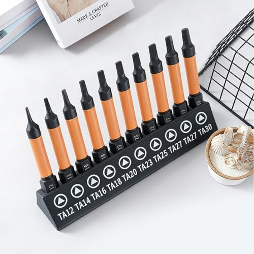 10 pezzi di set di punta per cacciavite triangolare - Set di punta triangolare magnetico da 50mm TA12-TA30, punta per cacciavite triangolare con attacco esagonale da 1/4, per trapano e avvitatore