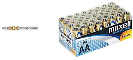 Maxell CR2032 3V - Pack de 5 pilas, 3V + Maxell LR6 - Pack de 32 pilas alcalinas AA