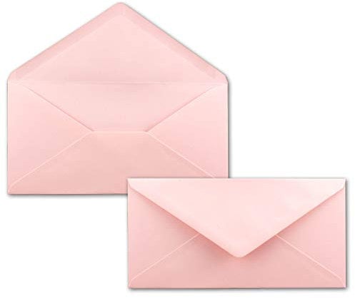 25 Brief-Umschläge Rosa DIN Lang - 110 x 220 mm (11 x 22 cm) - Nassklebung ohne Fenster - Ideal für Einladungs-Karten - Serie FarbenFroh