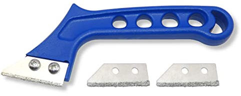 DEWEPRO® Fugenreiniger - Fugenkratzer mit wechselbarer Klinge aus Hartmetall (HM) - im Set inkl. 2 Ersatzklingen - Klingenbreite: 50mm