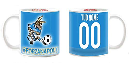 Tazza Mug Personalizzabile adatta a Napoli Tuo nome e numero Pallone p tifosi azzurri