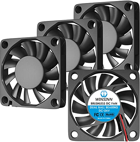 WINSINN 60mm Fan 24V Dual Ball Bearing Brushless 6010 60x10mm - High Speed (Pack of 4Pcs)