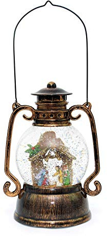 30CM Large Christmas Lights Up Musical LED Water Filled Swirling Glitter Lantern Xmas Light Nativity Decoration Xmas Home Décor Gifts 11 Snow Globe Battery Operated