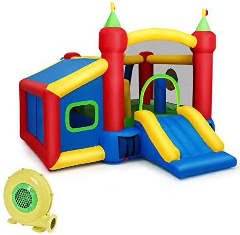 COSTWAY Castillo Hinchable para Niños 380 x 305 x 215 cm Infantil Castillo Inflable con Tobogán (con soplador)