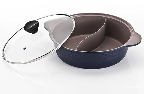 Cookin IH Shabu Shabu - Pentola calda divisoria, piano cottura a induzione, rivestimento in ceramica, pentola a doppia salsa, 11 pollici
