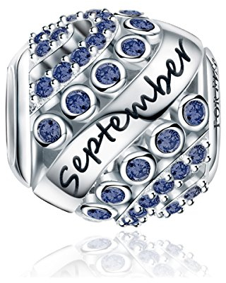 FOREVER QUEEN Damen September Geburtsstein Charm Bead 925 Sterling Silber Geburtstag Charm Anhänger für Armband Geburtstagsgeschenk mit Geschenkbox