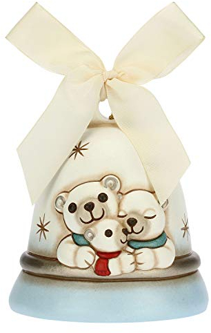 THUN - Weihnachtsbaumschmuck Glocke mit Eisbären - Weihnachtsdekoration Haus - Linie EIN glückliches Denken - Keramik - 10,7 x 10,7 x 12 cm