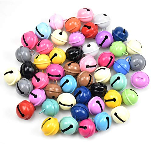 50 Stücke Glöckchen Schellen, 22 mm Bunte Metallglöckchen für Weihnachten, Groß Bastelglocken zum Basteln, Anhänger Glocke für Schlüsselanhänger Handwerk Weihnachtsbaum Hundehalsband