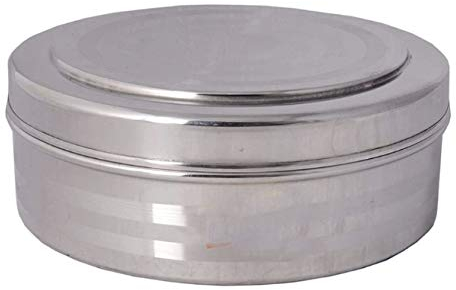 CRAFTING WITH LOVE A HANDMADE Stainless Steel Tiffin | Box | Dibba | Casserole Food Organiser, Puddy Dibba/Container (Silver Touch Design, 1350 ML)