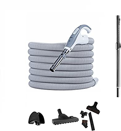HouseVac Zentralstaubsauger Zubehör Kit 8 Teile Saugschlauch (9m) mit Handgriff Teleskopstange Umschaltbare Bodendüse Fugendüse Premium-Set zur gründlichen Reinigung