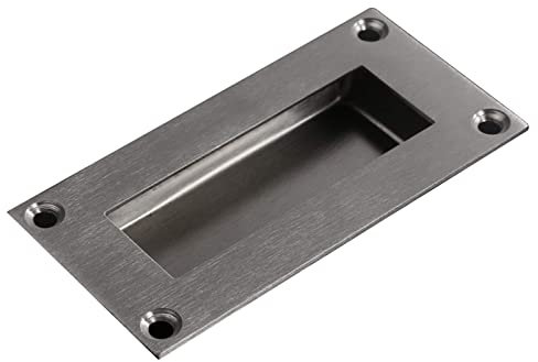 MiJunHD Recessed Flush Door Handles Stainless Steel Cabinet & Furniture Door Pulls Silver 102x51mm Rectangle Handles/Pulls for Interior & Closet Doors