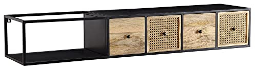 möbelando Lowboard Hängend Mango Massivholz/Metall 150x25x35 cm TV-Schrank Schwarz | Design Fernsehtisch Modern | Fernsehschrank Wand | TV-Kommode Fernsehkommode zum Aufhängen