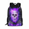 Howilath 3D-Totenkopf-Druck, für Kinder, Jungen, Mädchen, modische Rucksäcke, große Kapazität, Schultaschen für Teenager, lässiger Tagesrucksack mit seitlichen Netztaschen für Flaschen, Violettes
