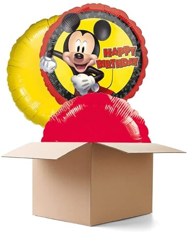 NEU Ballongrüsse, Ballonpost, Ballonversand Mickey Mouse Forever HBD, 3 Ballons